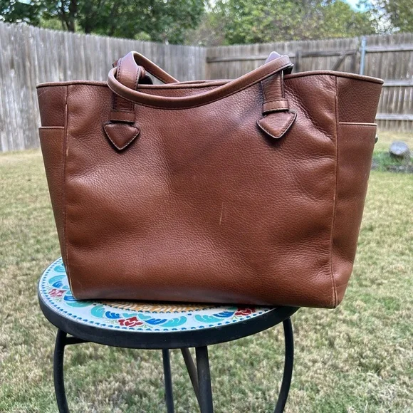 LOEWE Heritage Small Tote Logo Brown Leather Bag Handbag With Clochette - Picture 2 of 12